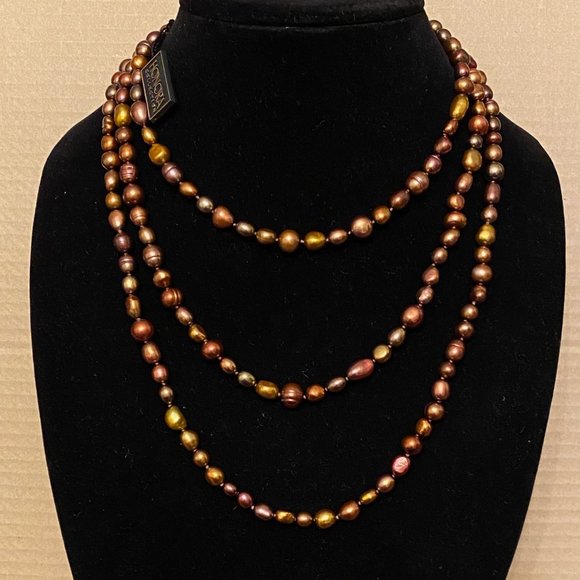 36" Honora Rich Brown Cultured Pearl Necklace, NWT - Picture 3 of 11